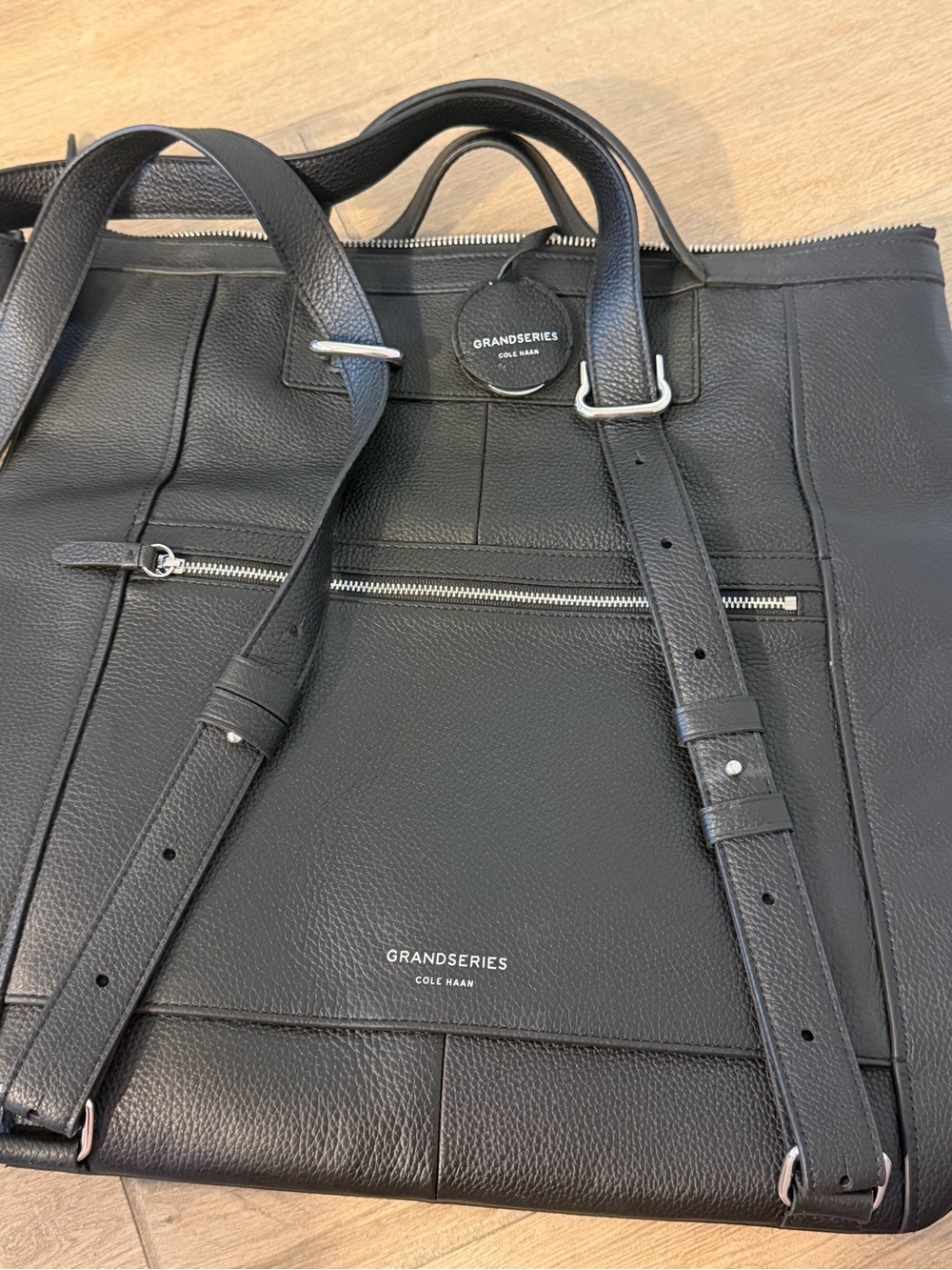Cole Haan GrandSeries Black Leather Tote Backpack NWOT